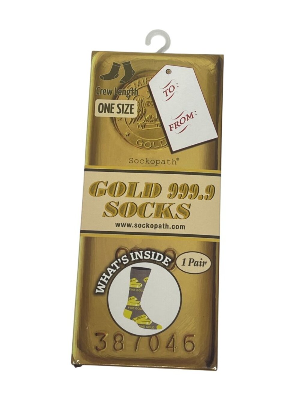 Gold Bar Novelty Crew Socks Funny Gag Gift Sockopath One Size Unisex